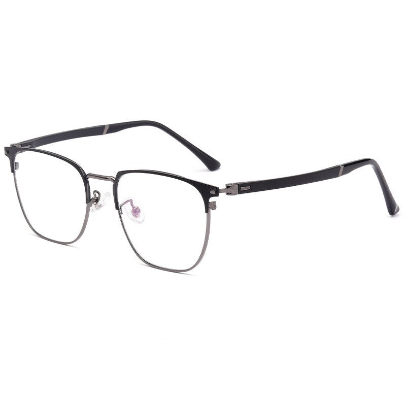 KatKani Men's Full Rim Square Alloy Frame Eyeglasses 6120d Full Rim KatKani Eyeglasses Black Gun  