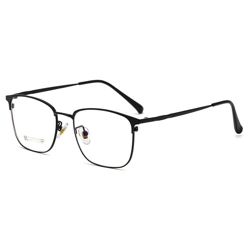 KatKani Men's Full Rim β Titanium Alloy Square Frame Eyeglasses 2078h Full Rim KatKani Eyeglasses Black  