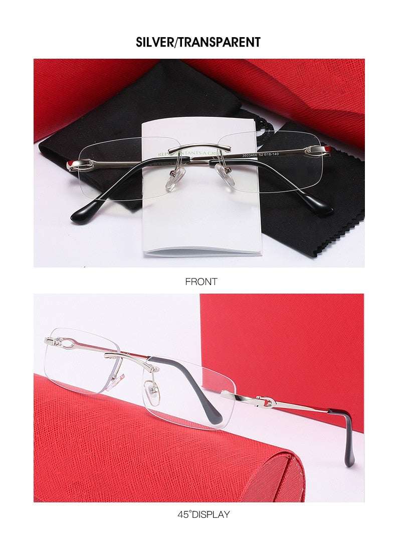 Aissuarvey Rimless Alloy Rectangular Lens Frame Men's Eyeglasses 3603466 Rimless Aissuarvey Eyeglasses Silver  