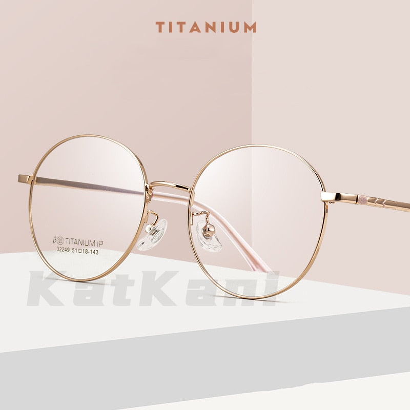 KatKani Unisex Full Rim Round Titanium Frame Eyeglasses 32249 Full Rim KatKani Eyeglasses   
