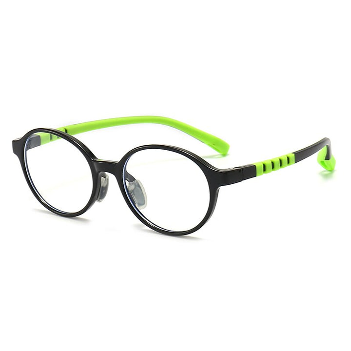 Oveliness Unisex Children's Full Rim Round Tr 90 Silicone Titanium Eyeglasses Trd108 Full Rim Oveliness c1 black green  