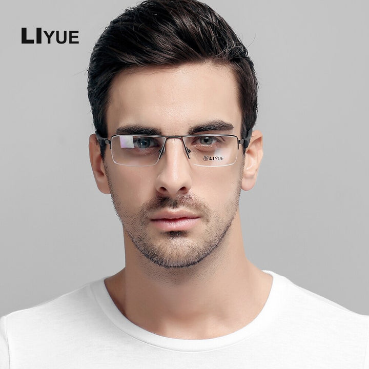 Oveliness Men's Semi Rim Square Alloy Eyeglasses 08127 Semi Rim Oveliness   