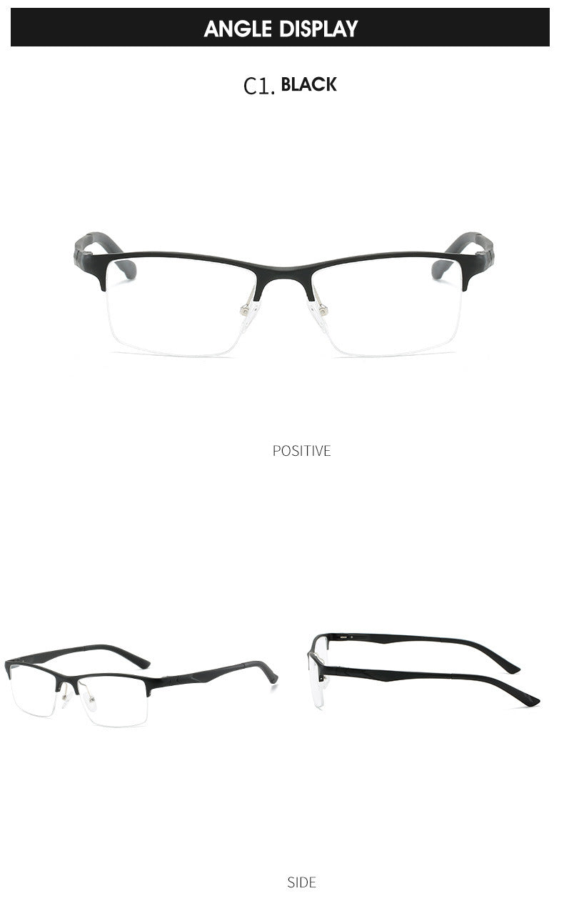 Hdcrafter Men's Semi Rim Square Titanium Alloy Frame Eyeglasses P6329 Semi Rim Hdcrafter Eyeglasses   