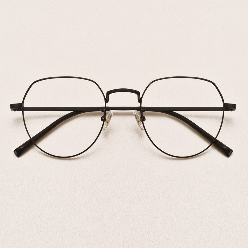 Yimaruili Unisex Full Rim Round Titanium Frame Eyeglasses 1901 Full Rim Yimaruili Eyeglasses Black  