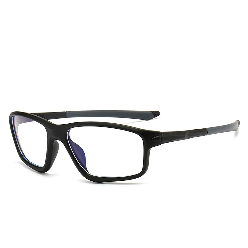 Yimaruili Men's Full Square Rim TR 90 Resin Sport Frame Eyeglasses TR5773 Sport Eyewear Yimaruili Eyeglasses Black Gray  