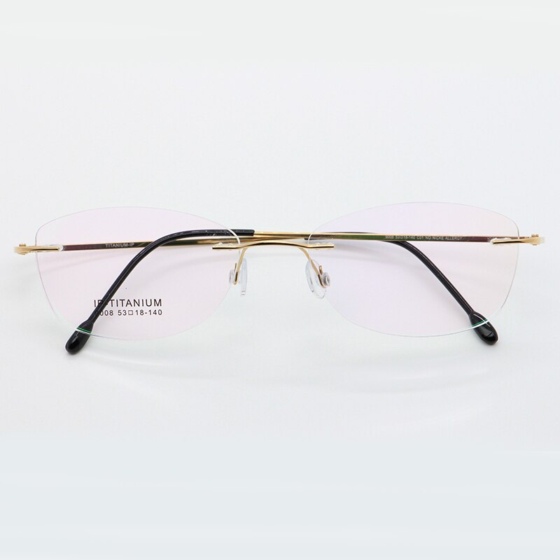 Women's Rimless Titanium Frame Eyeglasses Customizable Lenses 9008 Rimless Bclear Gold  