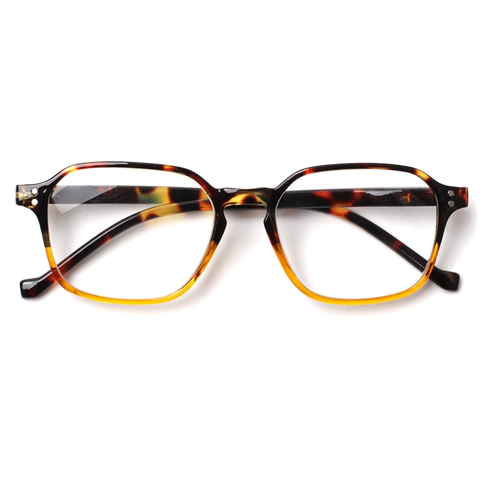 Henotin Eyeglasses Unisex Stylish Rectangular Reading Glasses Spring Hinge Diopter 0 To 1.50 Reading Glasses Henotin 0 yellow1 