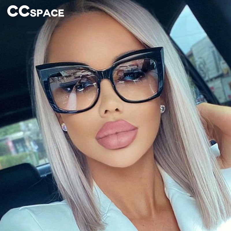 CCspace Women's Full Rim Oversized Square Cat Eye Resin Frame Sunglasses 53288 Sunglasses CCspace Sunglasses   