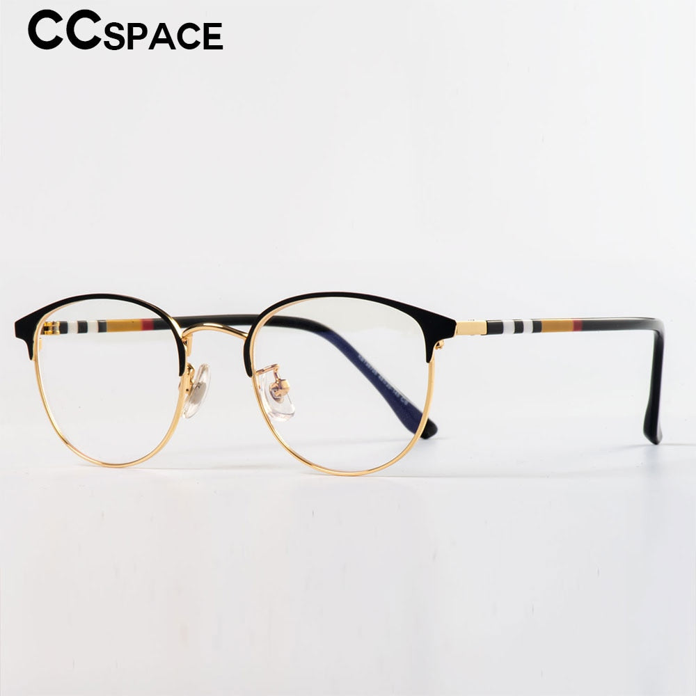 CCSpace Unisex Full Rim Square Acetate Alloy Frame Eyeglasses 49137 Full Rim CCspace C6GoldBlack  