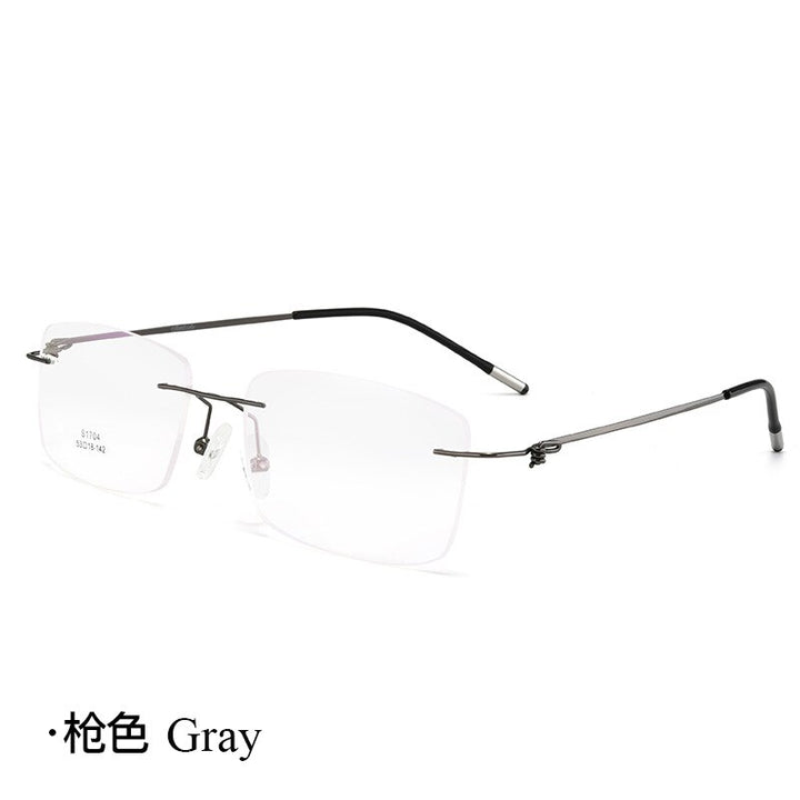 Unisex Rimless Alloy Frame Screwless Eyeglasses Spring Hinge Zt1704 Rimless Bclear gray  