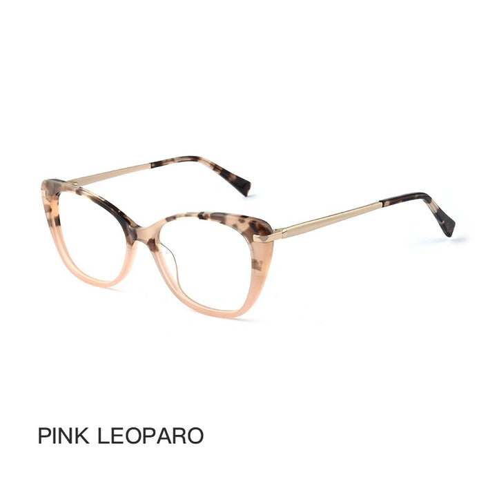 Hotochki Unisex Full Rim Cat Eye Acetate Alloy Frame Eyeglasses Z507 Full Rim Hotochki Pink  