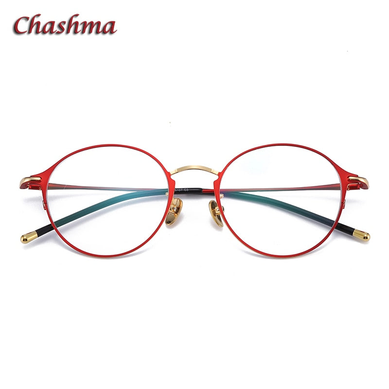 Chashma Ochki Unisex Full Rim Round Titanium Eyeglasses 6107 Full Rim Chashma Ochki   