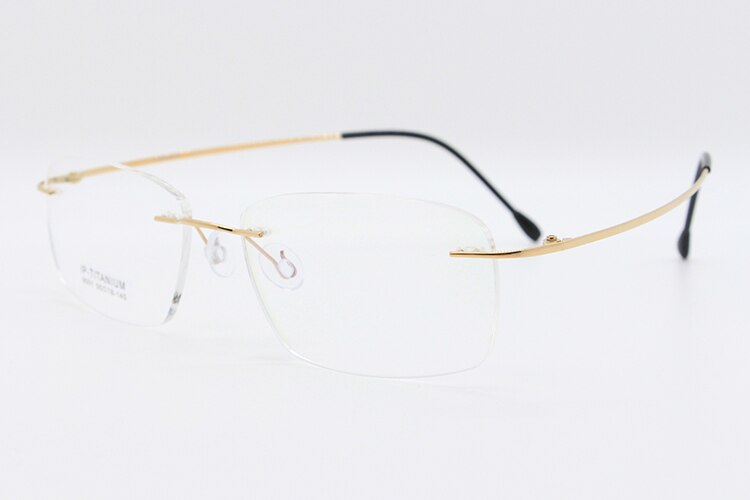 Unisex Rimless Titanium Frame Eyeglasses Customizable Lenses 9001 Rimless Bclear Silver  