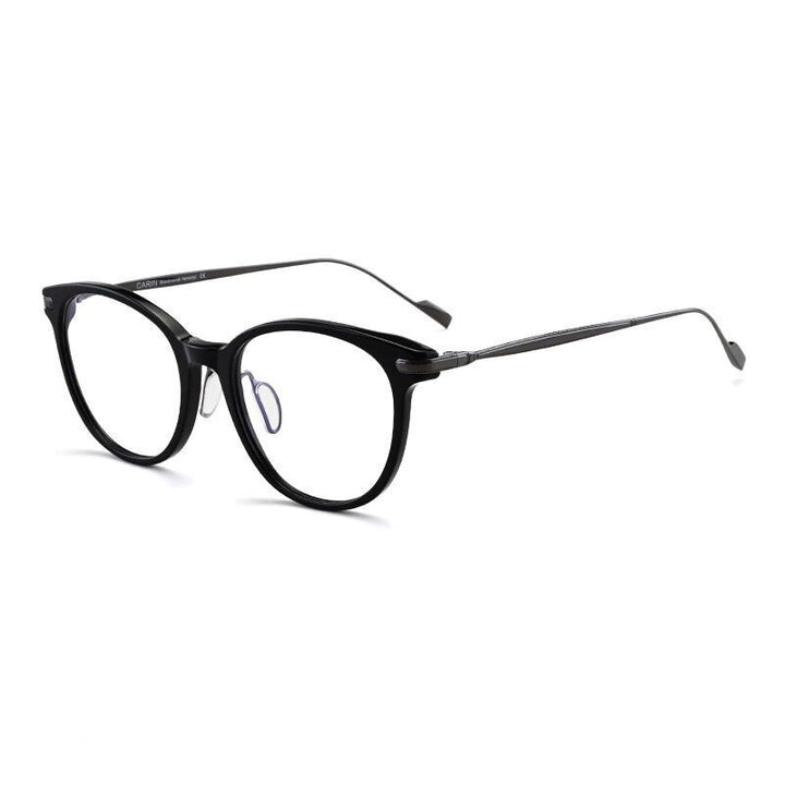 Aissuarvey Full Rim Round Cat Eye Titanium Frame Eyeglasses Unisex Full Rim Aissuarvey Eyeglasses Black grey  