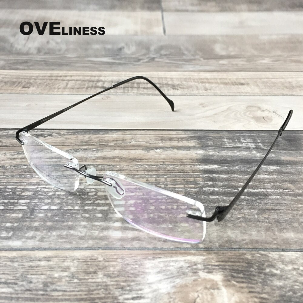 Oveliness Men's Rimless Rectangle Titanium Eyeglasses 5263 Rimless Oveliness Default Title  
