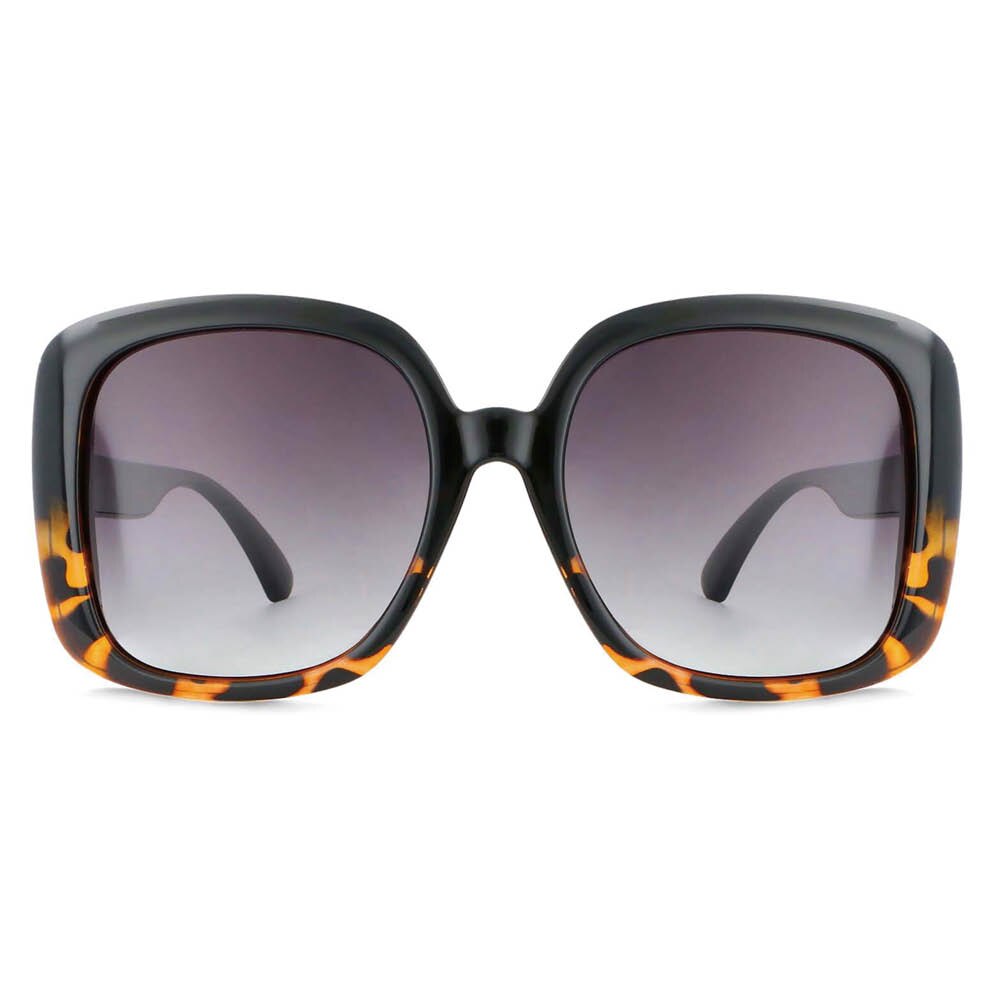 CCSpace Women's Full Rim Oversized Square Resin Frame Sunglasses 53656 Sunglasses CCspace Sunglasses black-leopard  