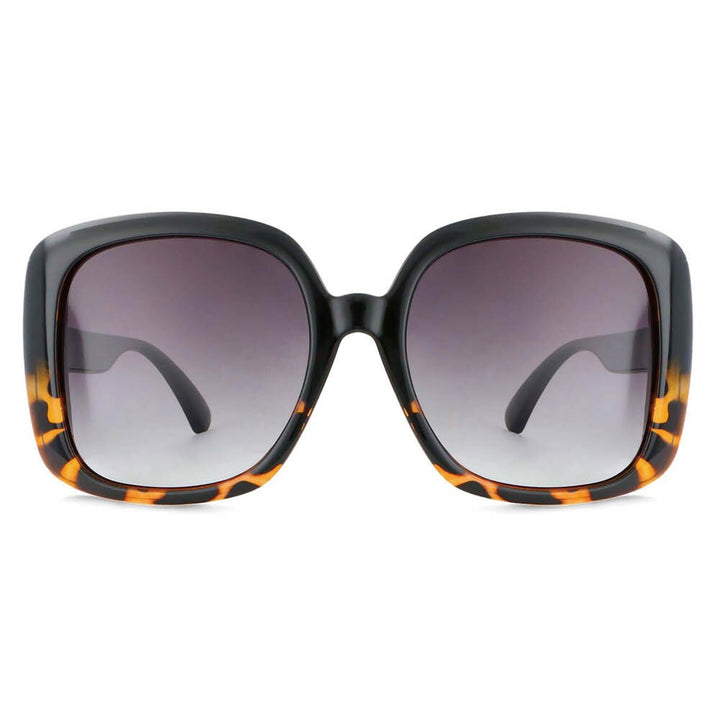 CCSpace Women's Full Rim Oversized Square Resin Frame Sunglasses 53656 Sunglasses CCspace Sunglasses black-leopard  