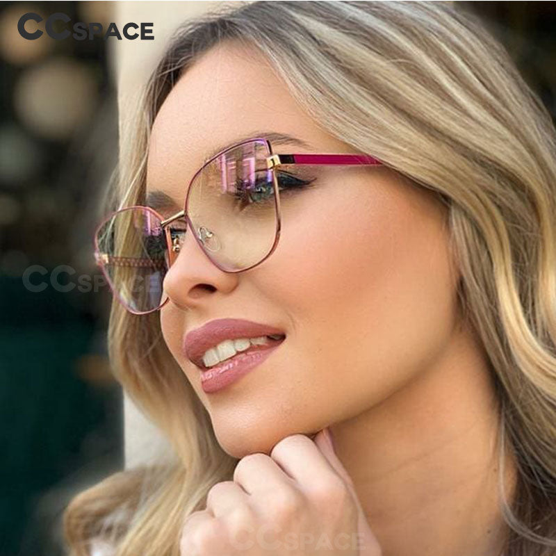 CCSpace Unisex Full Rim Square Cat Eye Alloy Frame Eyeglasses 49081 Full Rim CCspace   