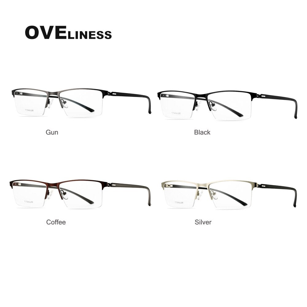 Oveliness Men's Semi Rim Square Titanium Alloy Eyeglasses 8838 Semi Rim Oveliness   