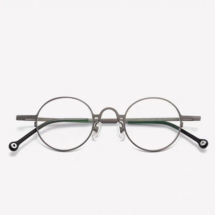 Unisex Full Rim Round Titanium Frame Eyeglasses Zmk080 Full Rim Bclear gray  