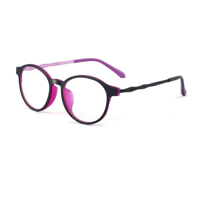 Yimaruili Unisex Full Rim Round Titanium Frame Eyeglasses 8882 Full Rim Yimaruili Eyeglasses Black Purple  