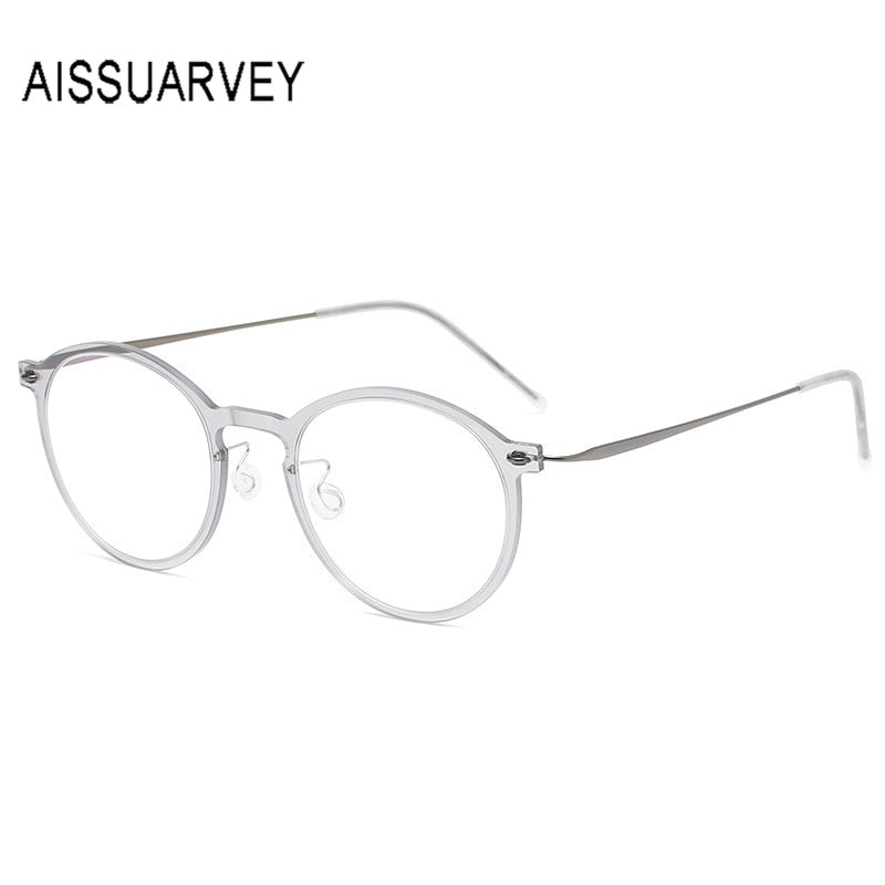 Aissuarvey Full Rim Titanium Frame Round Unisex Eyeglasses Full Rim Aissuarvey Eyeglasses   