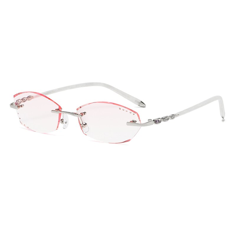 Zirosat 58075 Women's Eyeglasses Rimless Clear Eyewear Frame Rimless Zirosat silver diamond cut  
