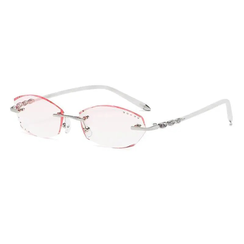 Zirosat 58075 Women's Eyeglasses Rimless Clear Eyewear Frame - silver diamond cut
