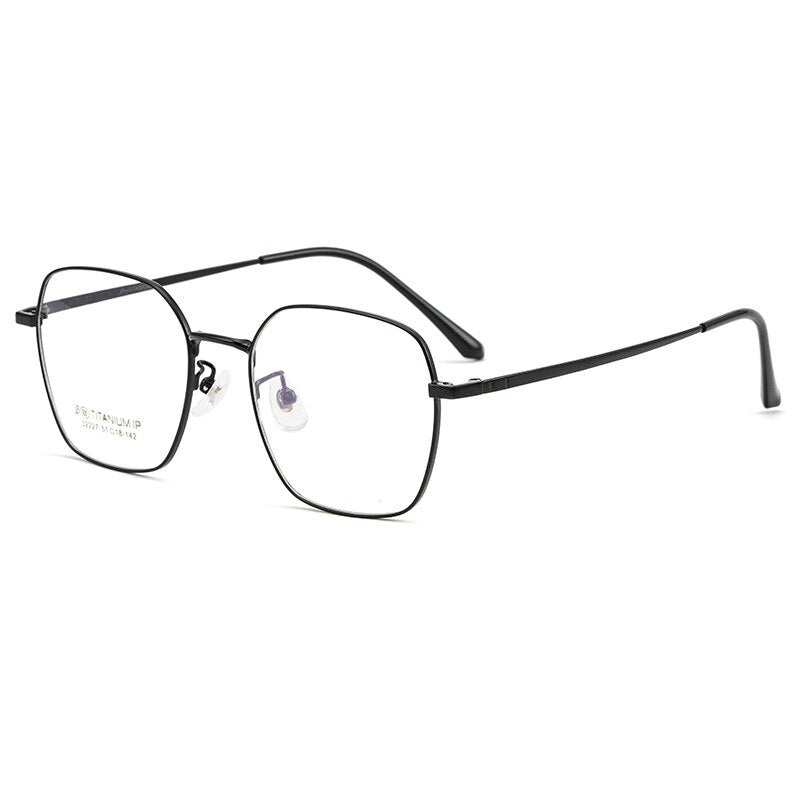 KatKani Unisex Full Rim Polygonal IP Titanium Frame Eyeglasses K32227 Full Rim KatKani Eyeglasses Black  