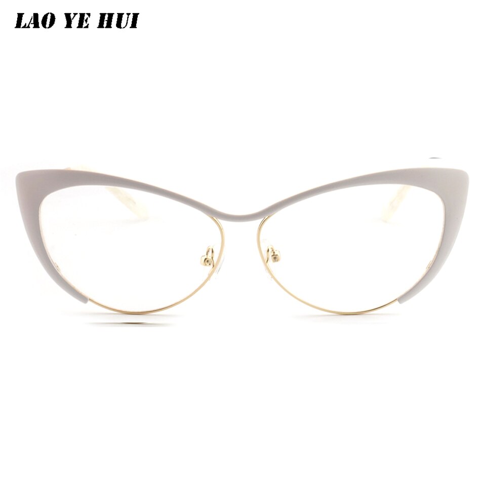 Laoyehui Women's Full Rim Gold Cat Eye Alloy Reading Glasses Anti-Blue 8077 Reading Glasses Laoyehui 0 White 