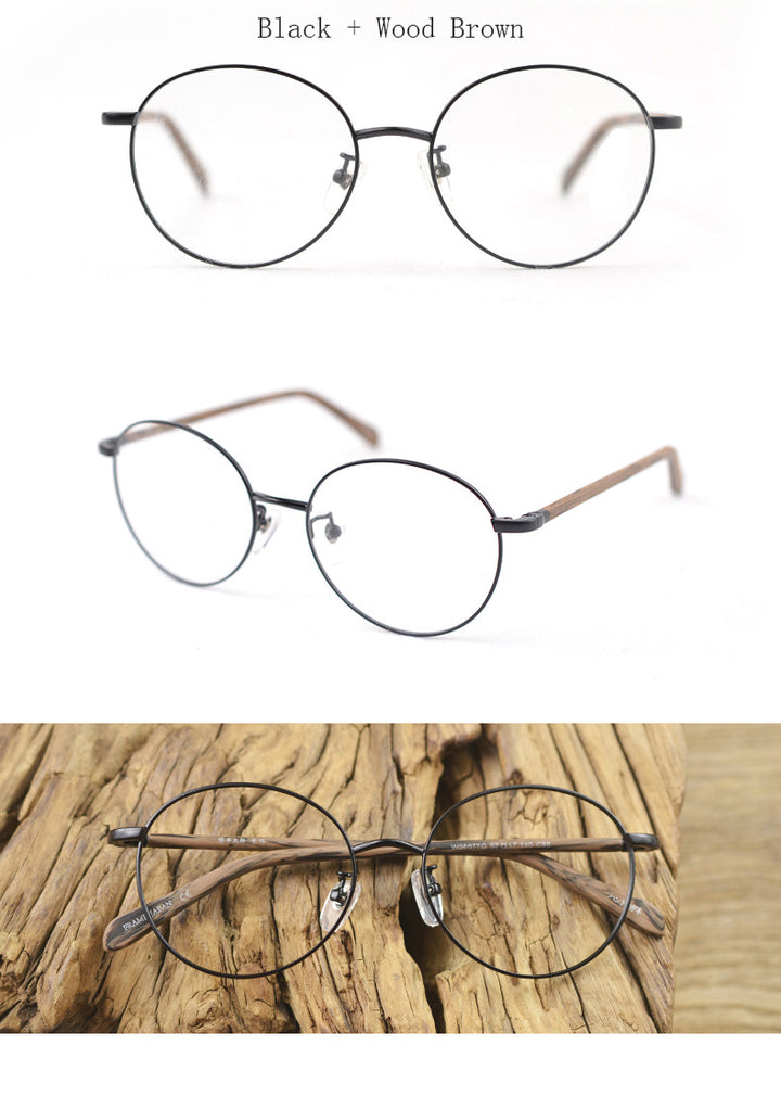 Hdcrafter Unisex Full Rim Round Alloy Frame Eyeglasses W26017g Full Rim Hdcrafter Eyeglasses   