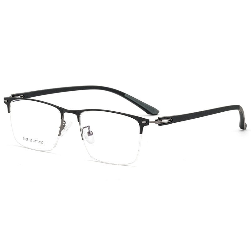Yimaruili Men's Semi Rim Alloy Frame 3068G Semi Rim Yimaruili Eyeglasses   