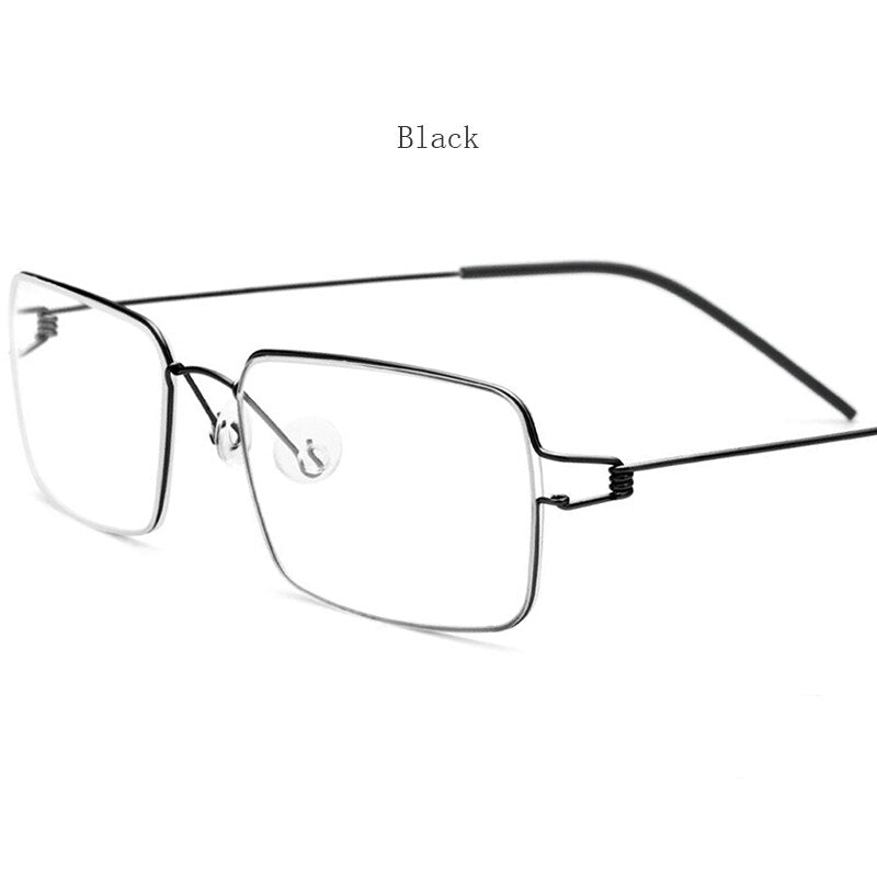 Hdcrafter Unisex Full Rim Rectangle Titanium Alloy Screwless Frame Eyeglasses 28606 Full Rim Hdcrafter Eyeglasses black  