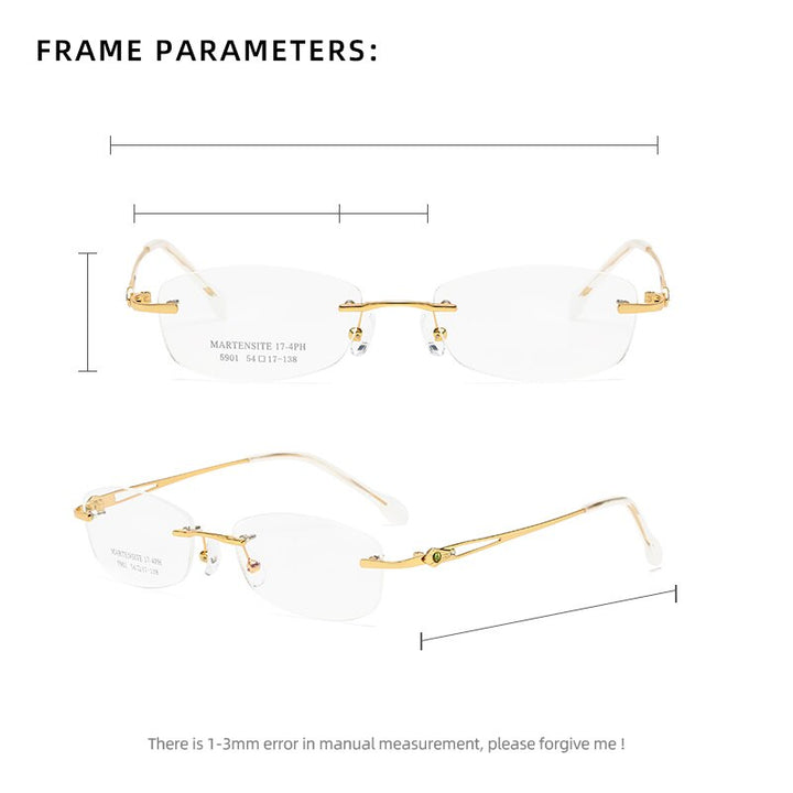Zirosat 5901 Women's Eyeglasses Tint Lenses Diamond Cutting Rimless Titanium Rimless Zirosat   