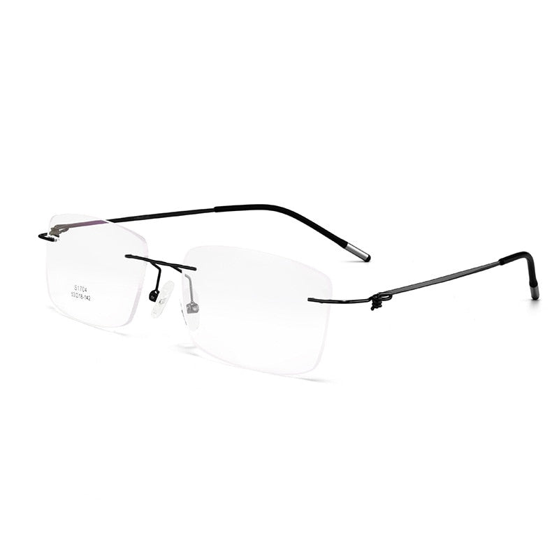 Men's Eyeglasses Alloy Screwless Rimless Ultralight S1704 Rimless Gmei Optical Black  