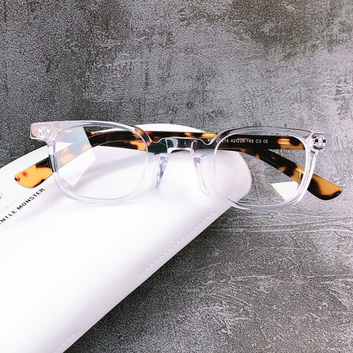 Muzz Men's Full Rim Square Handcrafted Acetate Frame Eyeglasses S98215 Full Rim Muzz white  