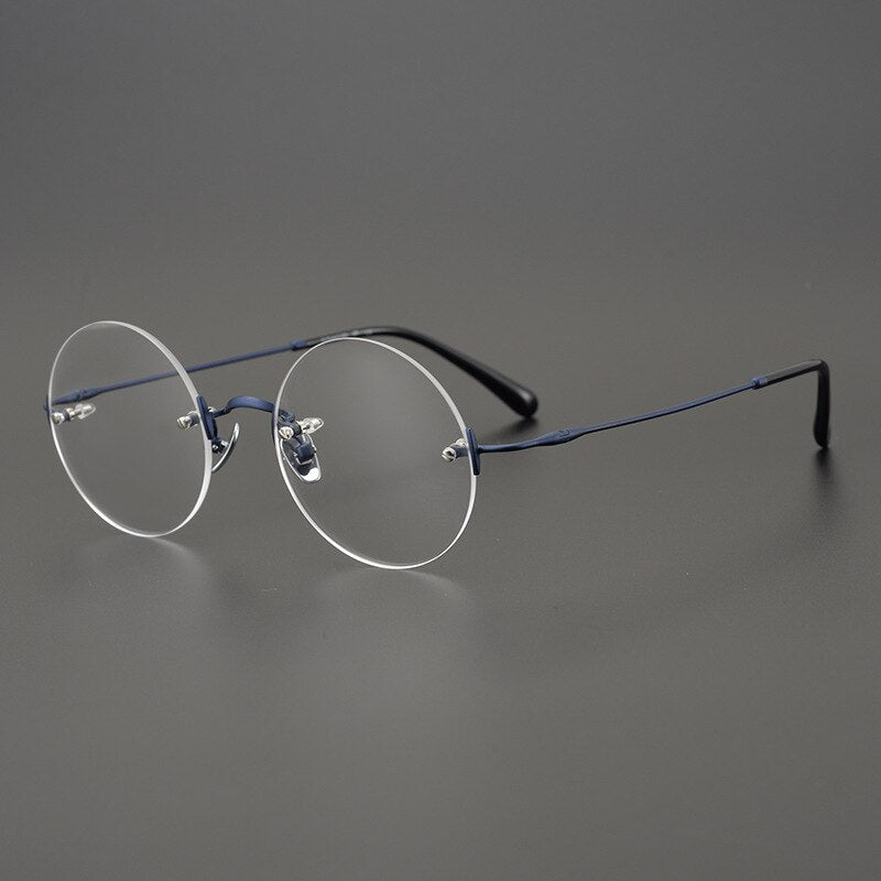 Gatenac Unisex Rimless Round Titanium Frame Eyeglasses Gxyj647 Rimless Gatenac Blue  