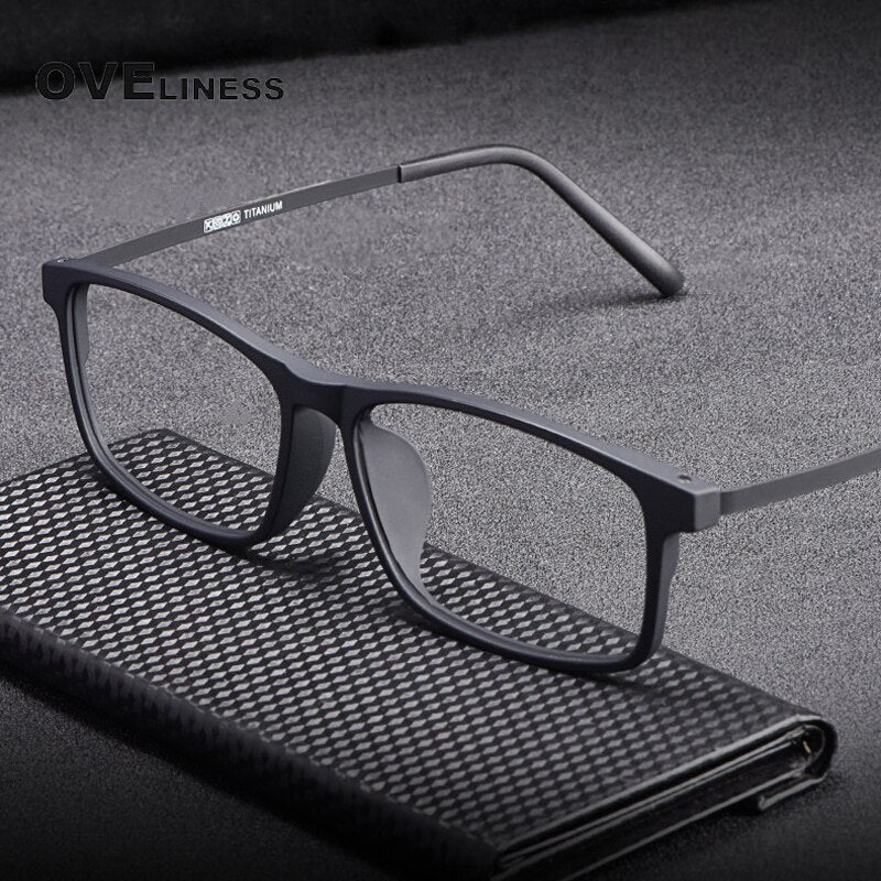 Oveliness Unisex Full Rim Square Ultem Resin Titanium Eyeglasses Ol20p99 Full Rim Oveliness   
