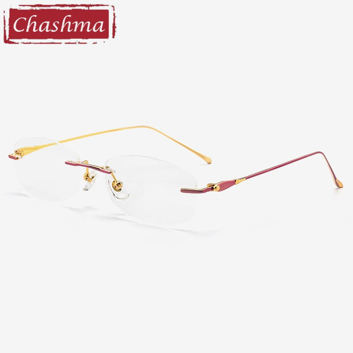 Women's Rimless Titanium Frame Eyeglasses 8045 Rimless Chashma Pink  