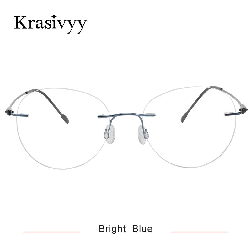 Krasivyy Unisex Rimless Round Titanium Eyeglasses Kr16072 Rimless Krasivyy Bright Blue  
