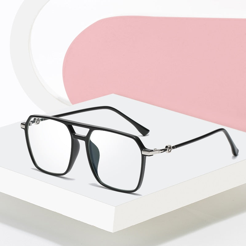 Hotony Women's Full Rim TR 90 Resin Square Double Bridge Frame Eyeglasses Lk309 Full Rim Hotony   