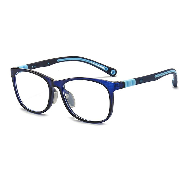 Oveliness Unisex Children's Full Rim Square Tr 90 Silicone Titanium Eyeglasses Trd105 Full Rim Oveliness c3 blue  