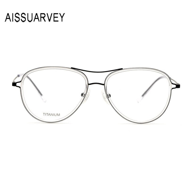 Aissuarvey Round Full Rim Double Bridge Titanium Frame Eyeglasses Unisex Full Rim Aissuarvey Eyeglasses   