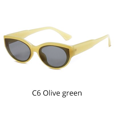 Ralferty Women's Sunglasses Cat Eye Small Frame W2215 Sunglasses Ralferty C6 Olive green China 