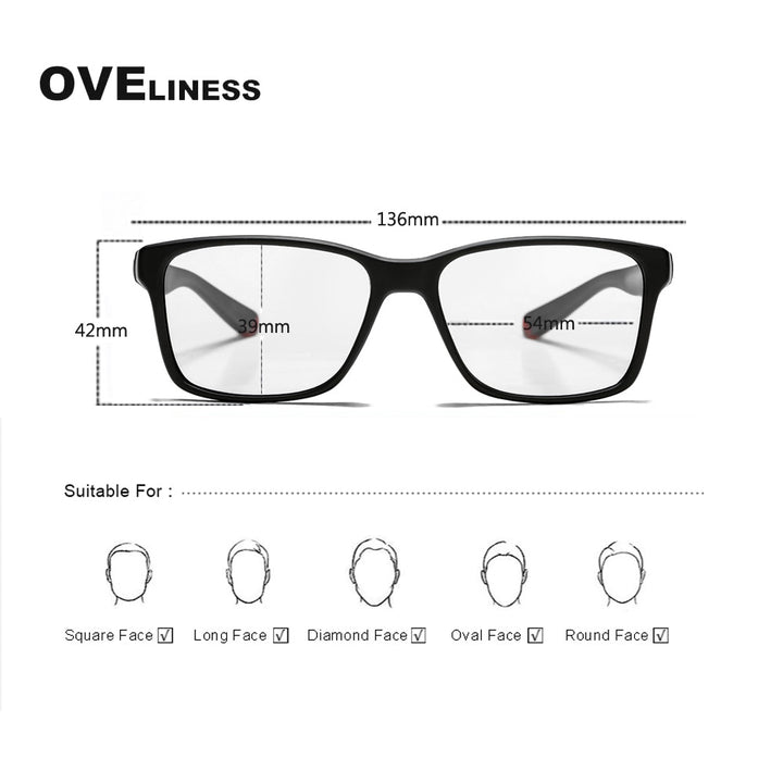 Oveliness Unisex Full Rim Square Tr 90 Titanium Eyeglasses 7091 Full Rim Oveliness   