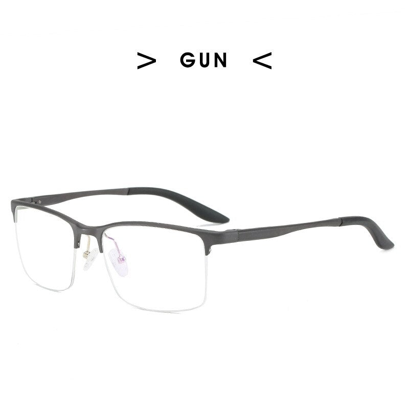 Hdcrafter Men's Semi Rim Square TR 90 Titanium Frame Eyeglasses P6325 Semi Rim Hdcrafter Eyeglasses Gun  