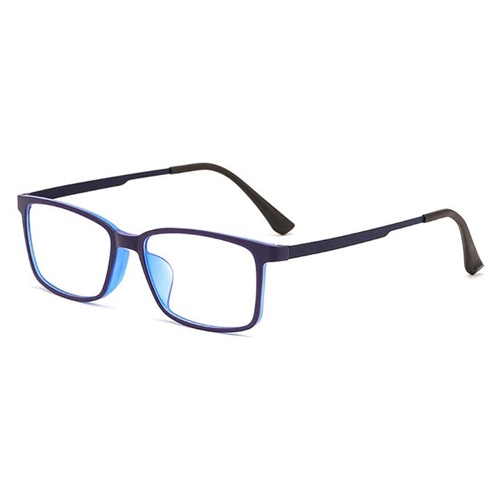 Hotony Unisex Full Rim Square TR 90 Resin B Titanium Frame Eyeglasses 3063 Full Rim Hotony Blue  