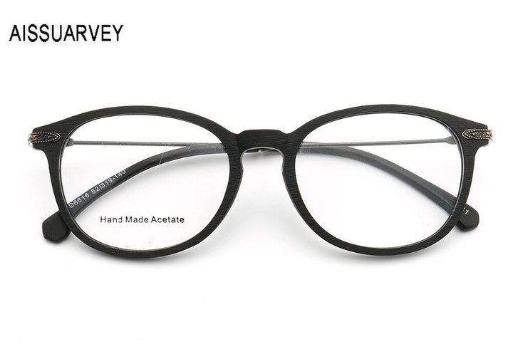 Aissuarvey Wooden Full Rim Frame Men's Round Eyeglasses D6616 Full Rim Aissuarvey Eyeglasses   
