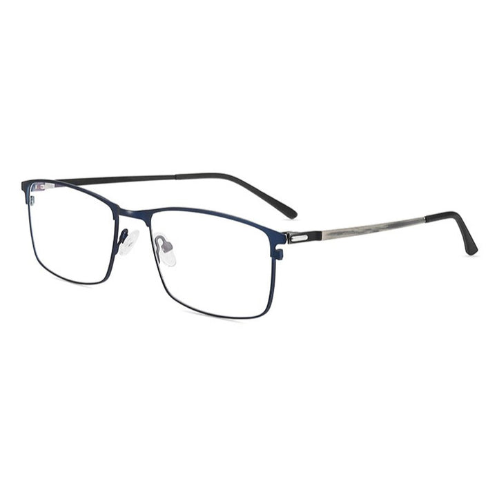 KatKani Men's Full Rim Alloy Square Frame Screwless Eyeglasses 9847 Full Rim KatKani Eyeglasses Blue  