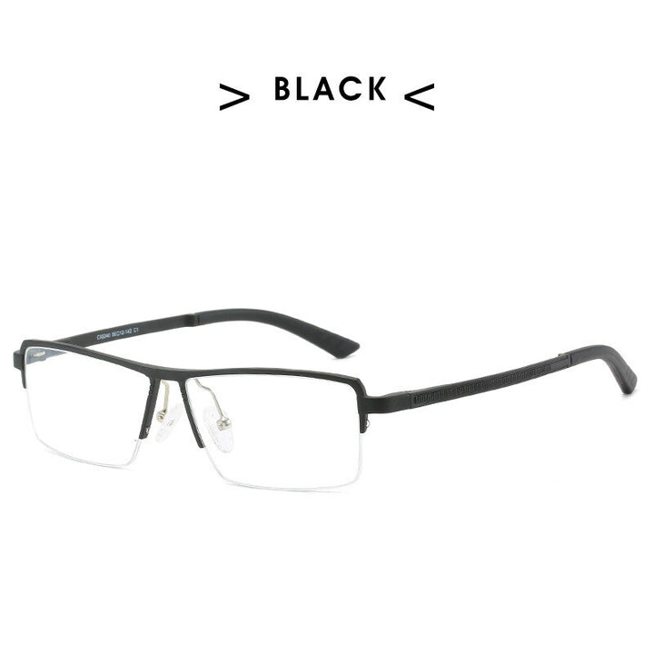 Hdcrafter Unisex Semi Rim Rectangle Tr 90 Titanium Frame Eyeglasses P6340 Semi Rim Hdcrafter Eyeglasses Black  